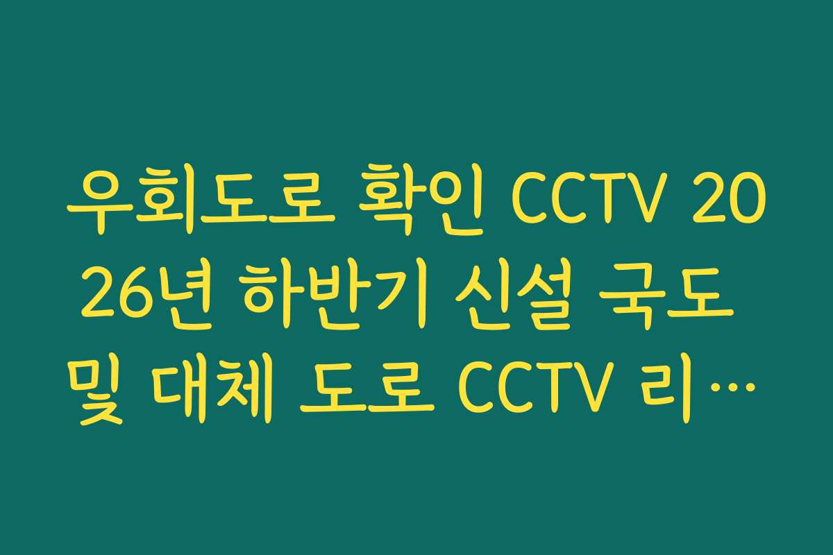 우회도로 확인 CCTV 2026년 하반기 신설 국도 및 대체 도로 CCTV 리스트