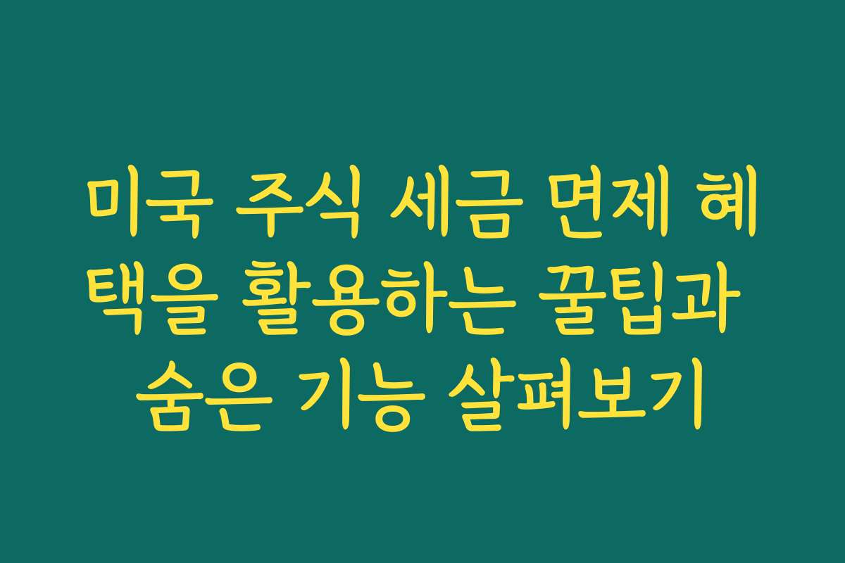 미국 주식 세금 면제 혜택을 활용하는 꿀팁과 숨은 기능 살펴보기