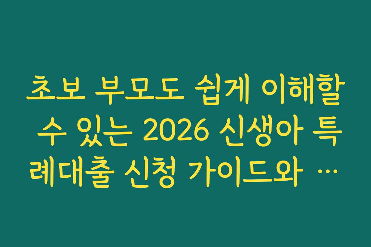 초보 부모도 쉽게 이해할 수 있는 2026 신생아 특례대출 신청 가이드와 노하우