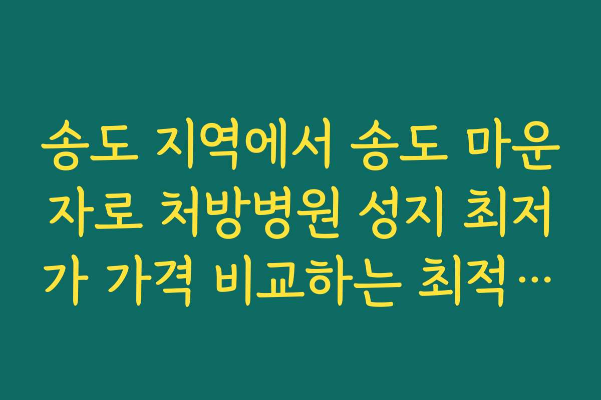 송도 지역에서 송도 마운자로 처방병원 성지 최저가 가격 비교하는 최적 시기 안내