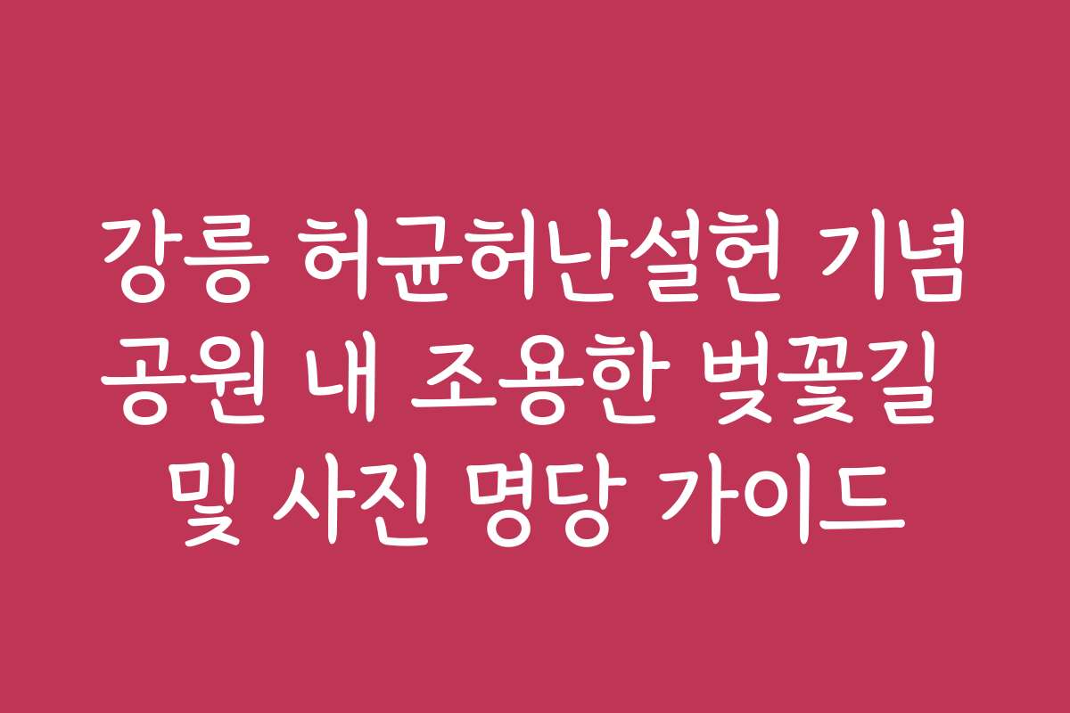 강릉 허균허난설헌 기념공원 내 조용한 벚꽃길 및 사진 명당 가이드