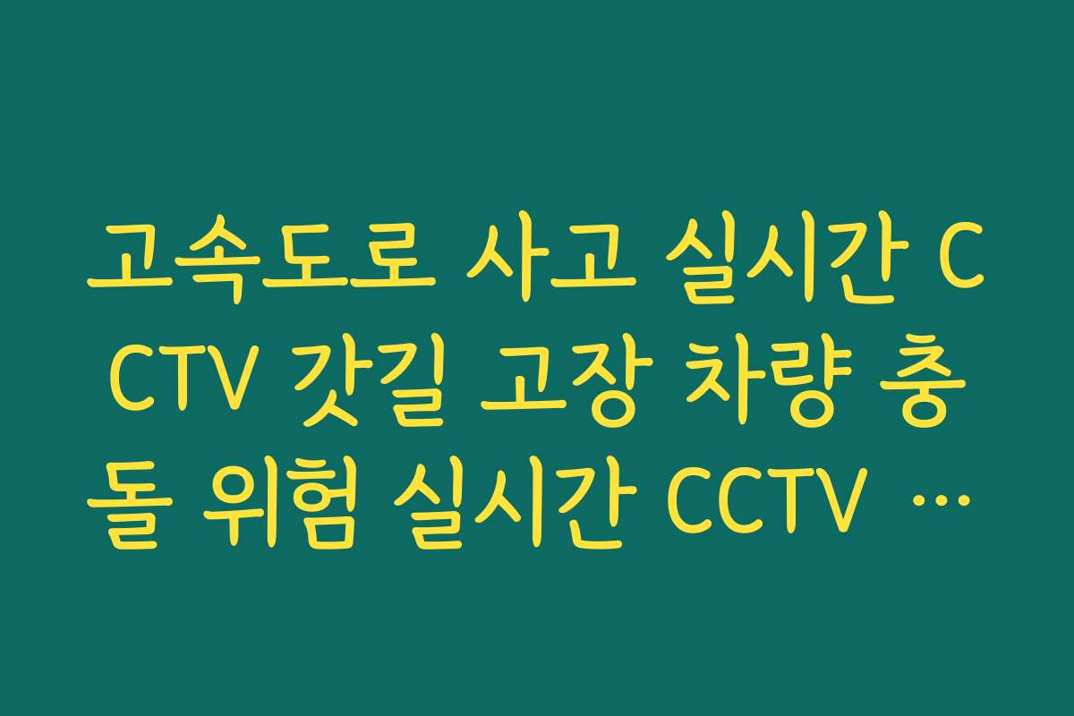 고속도로 사고 실시간 CCTV 갓길 고장 차량 충돌 위험 실시간 CCTV 확인