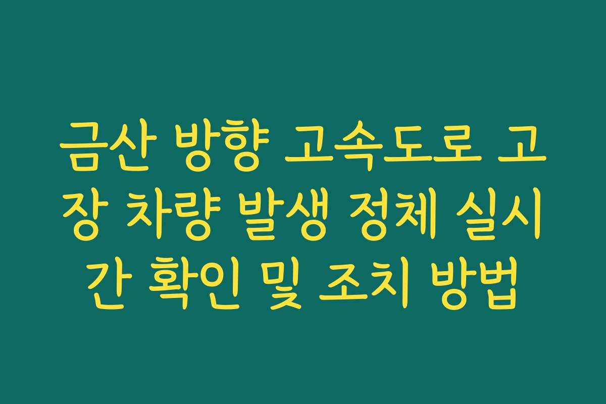 금산 방향 고속도로 고장 차량 발생 정체 실시간 확인 및 조치 방법