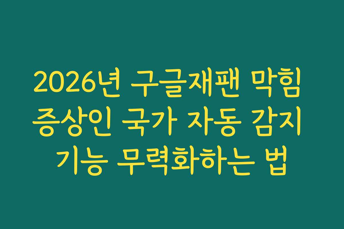 2026년 구글재팬 막힘 증상인 국가 자동 감지 기능 무력화하는 법