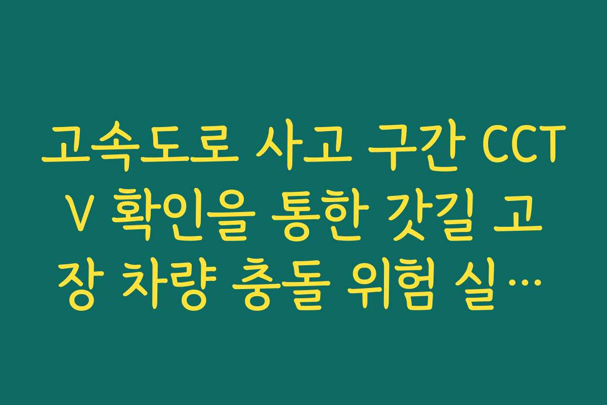 고속도로 사고 구간 CCTV 확인을 통한 갓길 고장 차량 충돌 위험 실시간 CCTV 확인