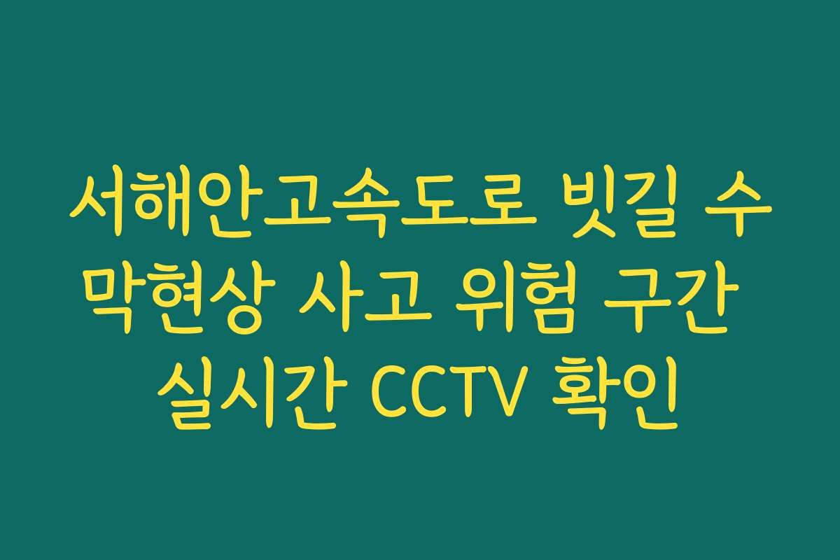 서해안고속도로 빗길 수막현상 사고 위험 구간 실시간 CCTV 확인