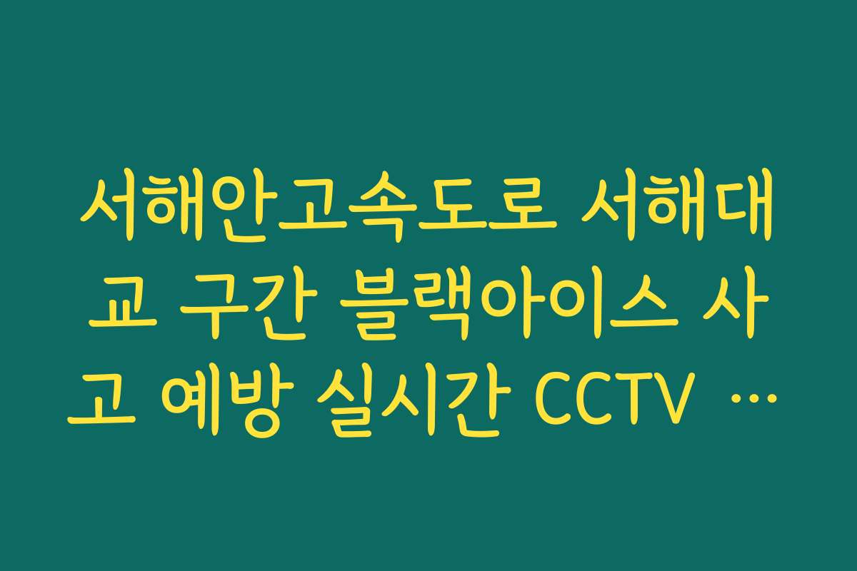 서해안고속도로 서해대교 구간 블랙아이스 사고 예방 실시간 CCTV 확인
