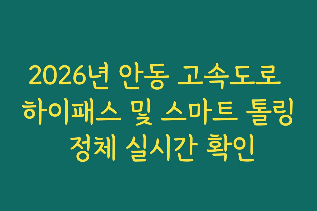 2026년 안동 고속도로 하이패스 및 스마트 톨링 정체 실시간 확인