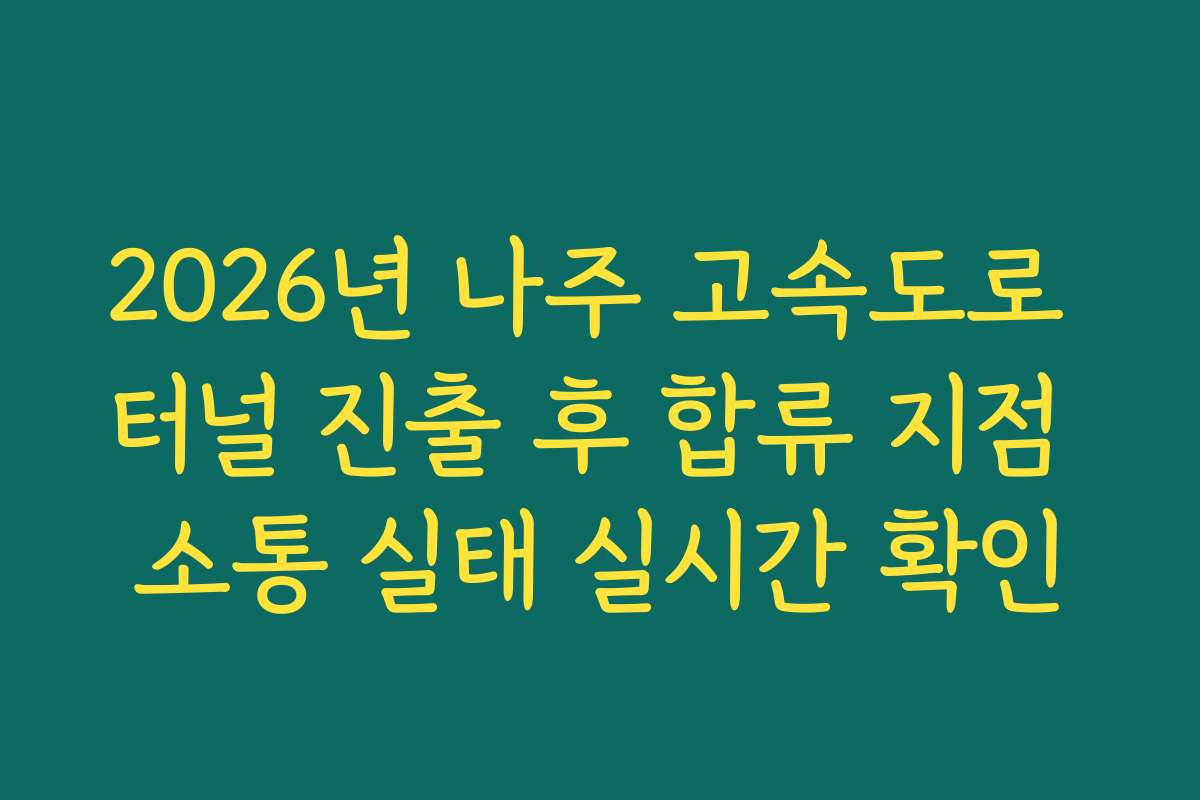2026년 나주 고속도로 터널 진출 후 합류 지점 소통 실태 실시간 확인