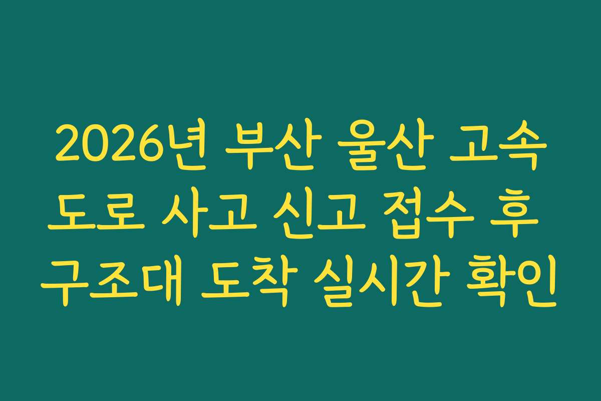2026년 부산 울산 고속도로 사고 신고 접수 후 구조대 도착 실시간 확인