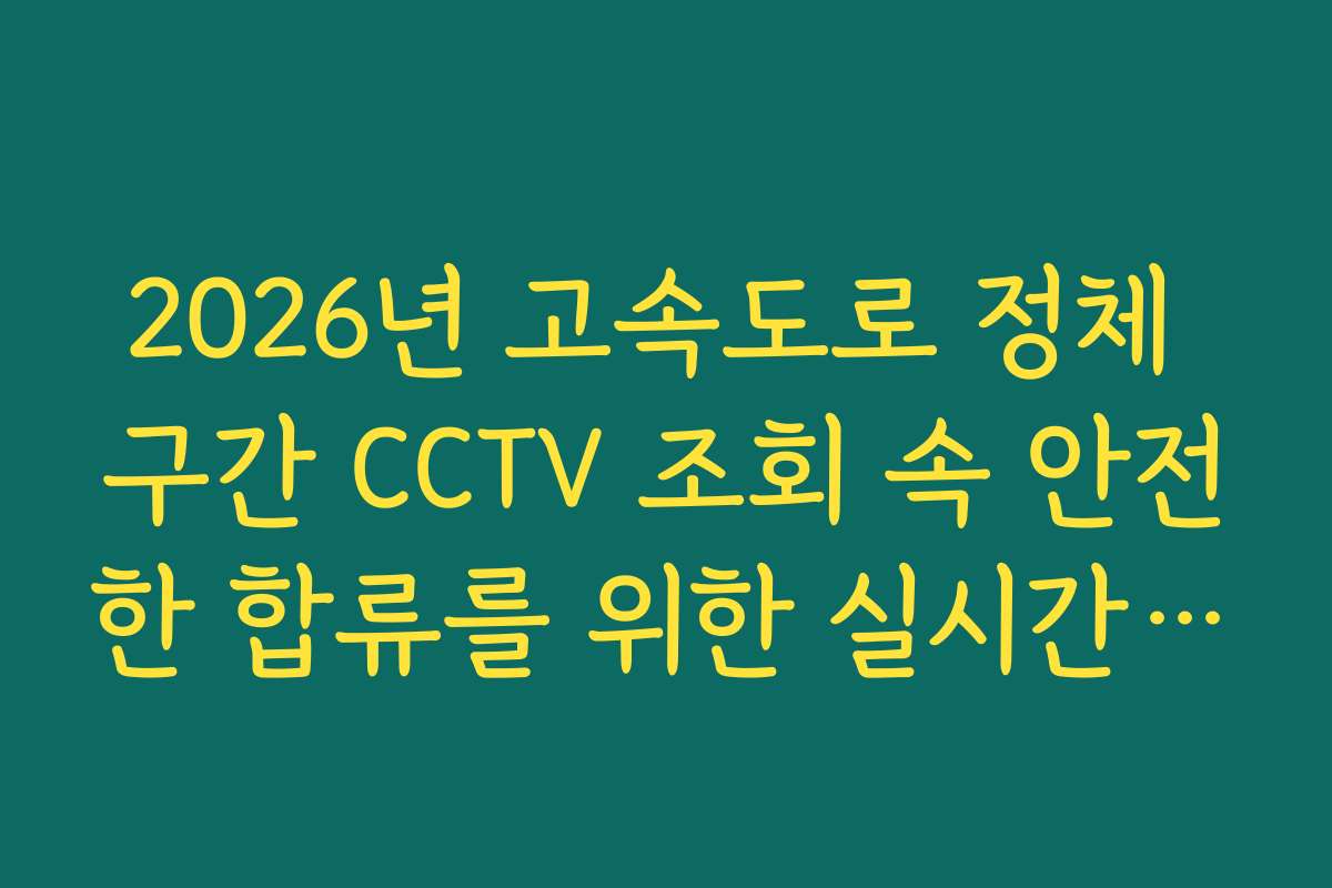 2026년 고속도로 정체 구간 CCTV 조회 속 안전한 합류를 위한 실시간 팩트 체크