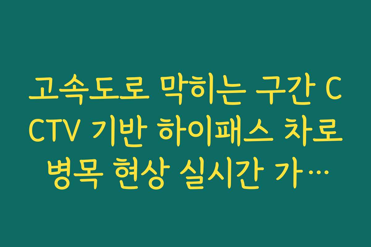 고속도로 막히는 구간 CCTV 기반 하이패스 차로 병목 현상 실시간 가이드