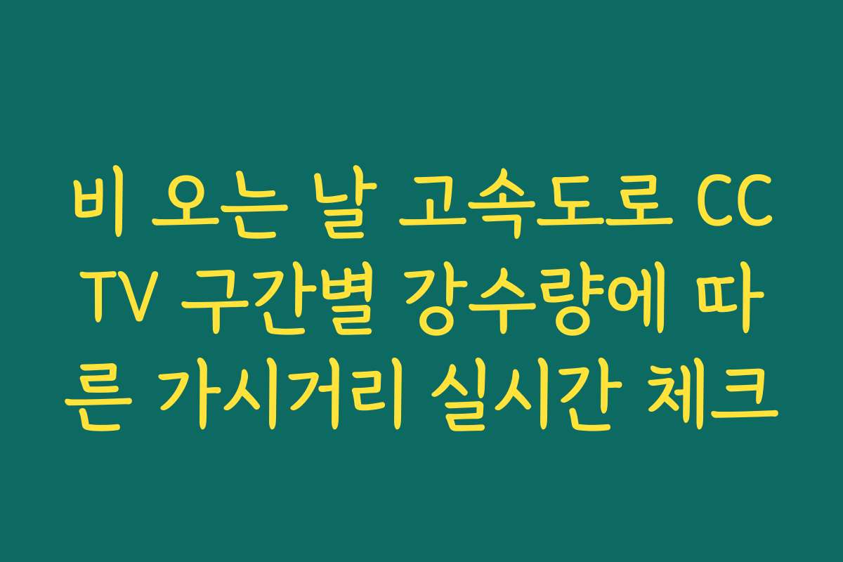 비 오는 날 고속도로 CCTV 구간별 강수량에 따른 가시거리 실시간 체크