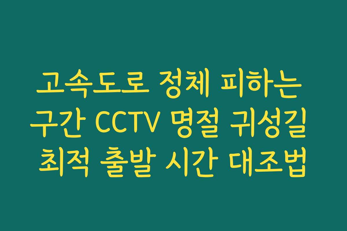 고속도로 정체 피하는 구간 CCTV 명절 귀성길 최적 출발 시간 대조법