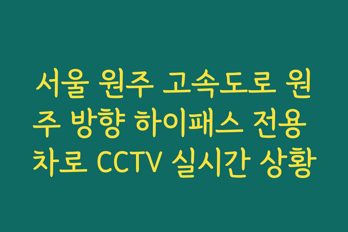 서울 원주 고속도로 원주 방향 하이패스 전용 차로 CCTV 실시간 상황