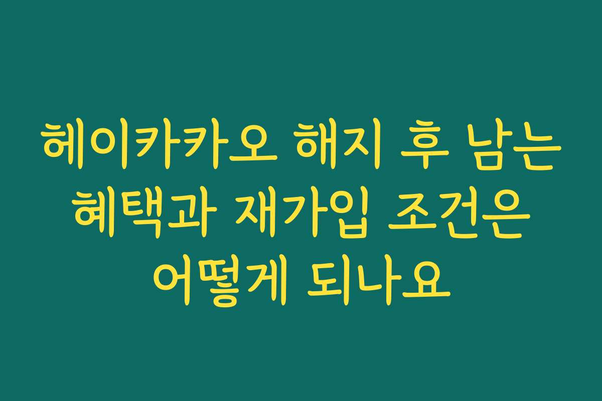 헤이카카오 해지 후 남는 혜택과 재가입 조건은 어떻게 되나요