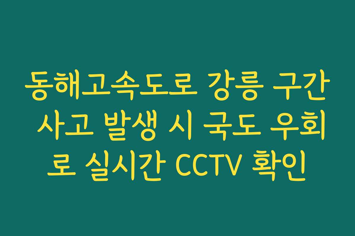 동해고속도로 강릉 구간 사고 발생 시 국도 우회로 실시간 CCTV 확인