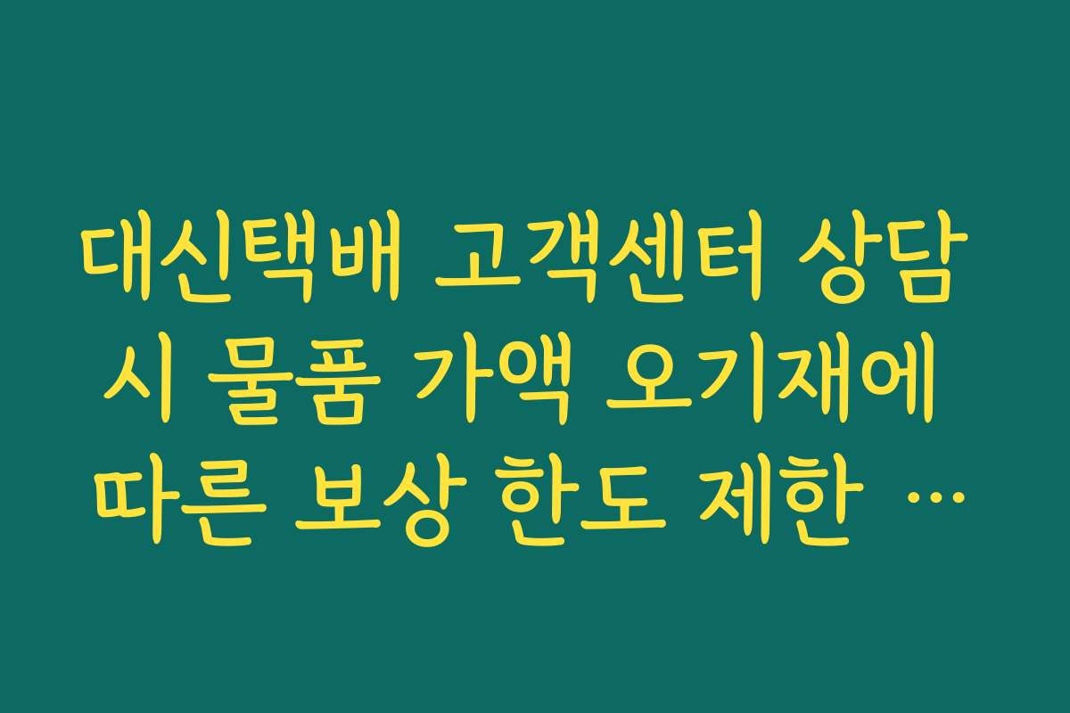 대신택배 고객센터 상담 시 물품 가액 오기재에 따른 보상 한도 제한 규정 확인