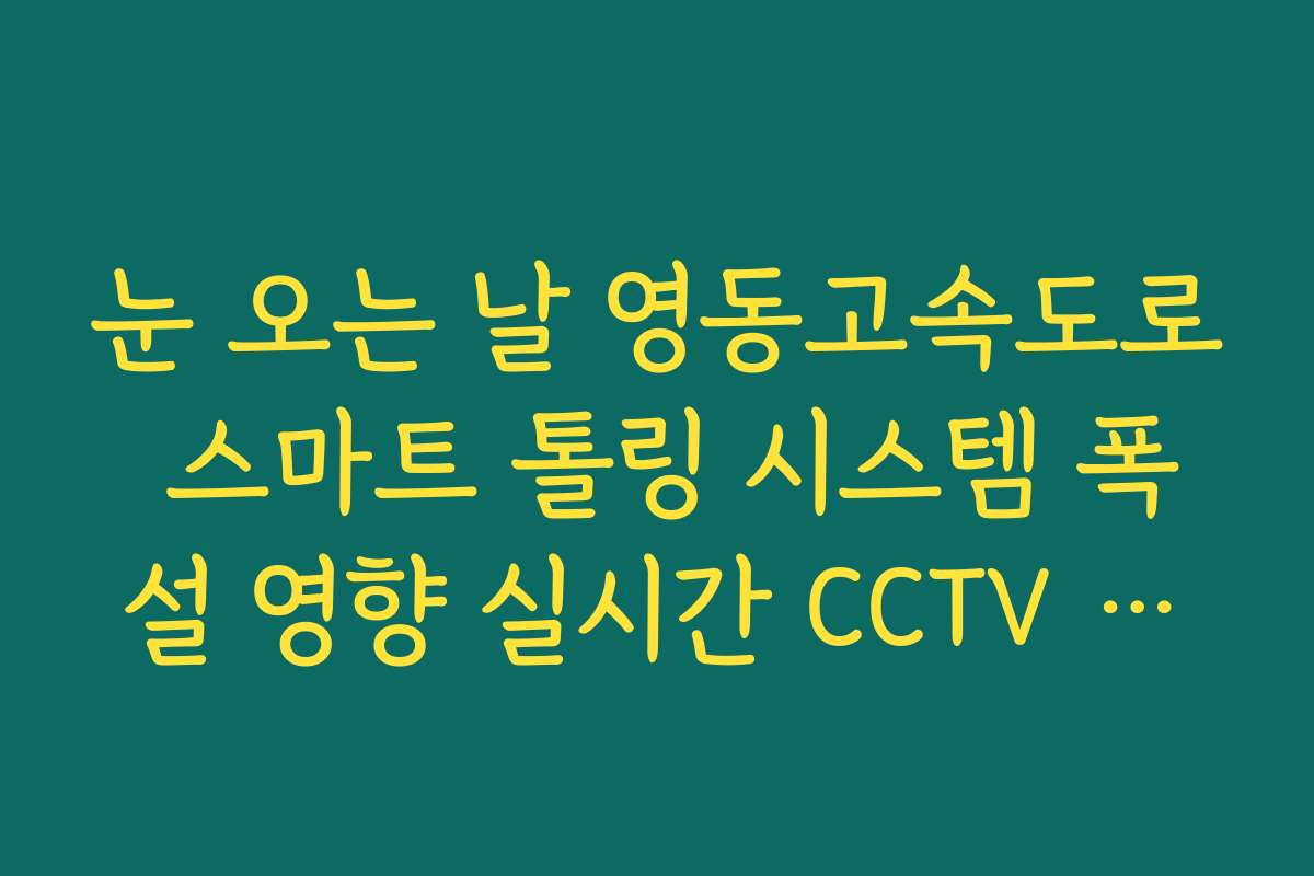 눈 오는 날 영동고속도로 스마트 톨링 시스템 폭설 영향 실시간 CCTV 확인