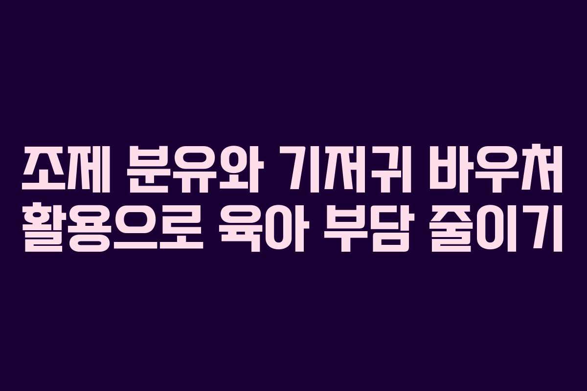 조제 분유와 기저귀 바우처 활용으로 육아 부담 줄이기
