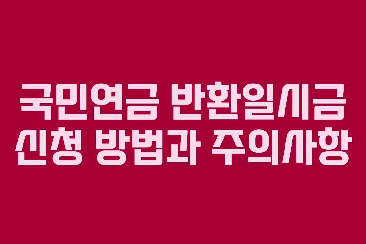 국민연금 반환일시금 신청 방법과 주의사항