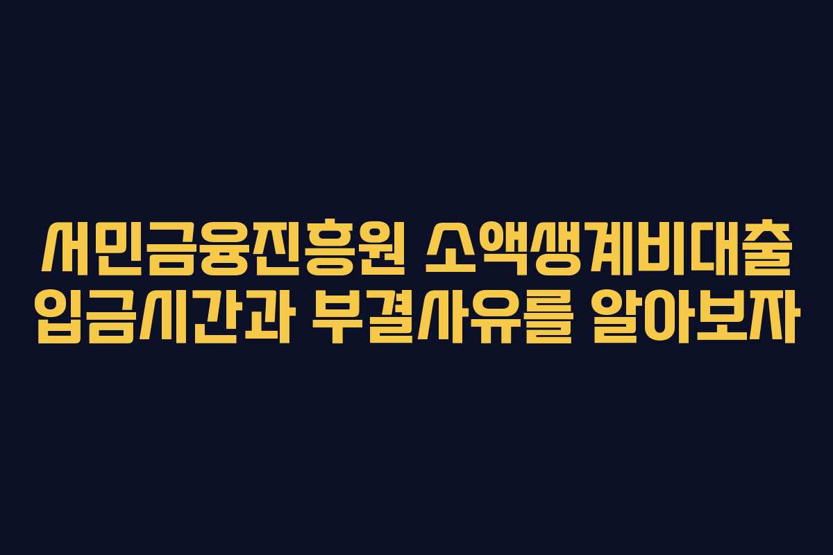 서민금융진흥원 소액생계비대출 입금시간과 부결사유를 알아보자