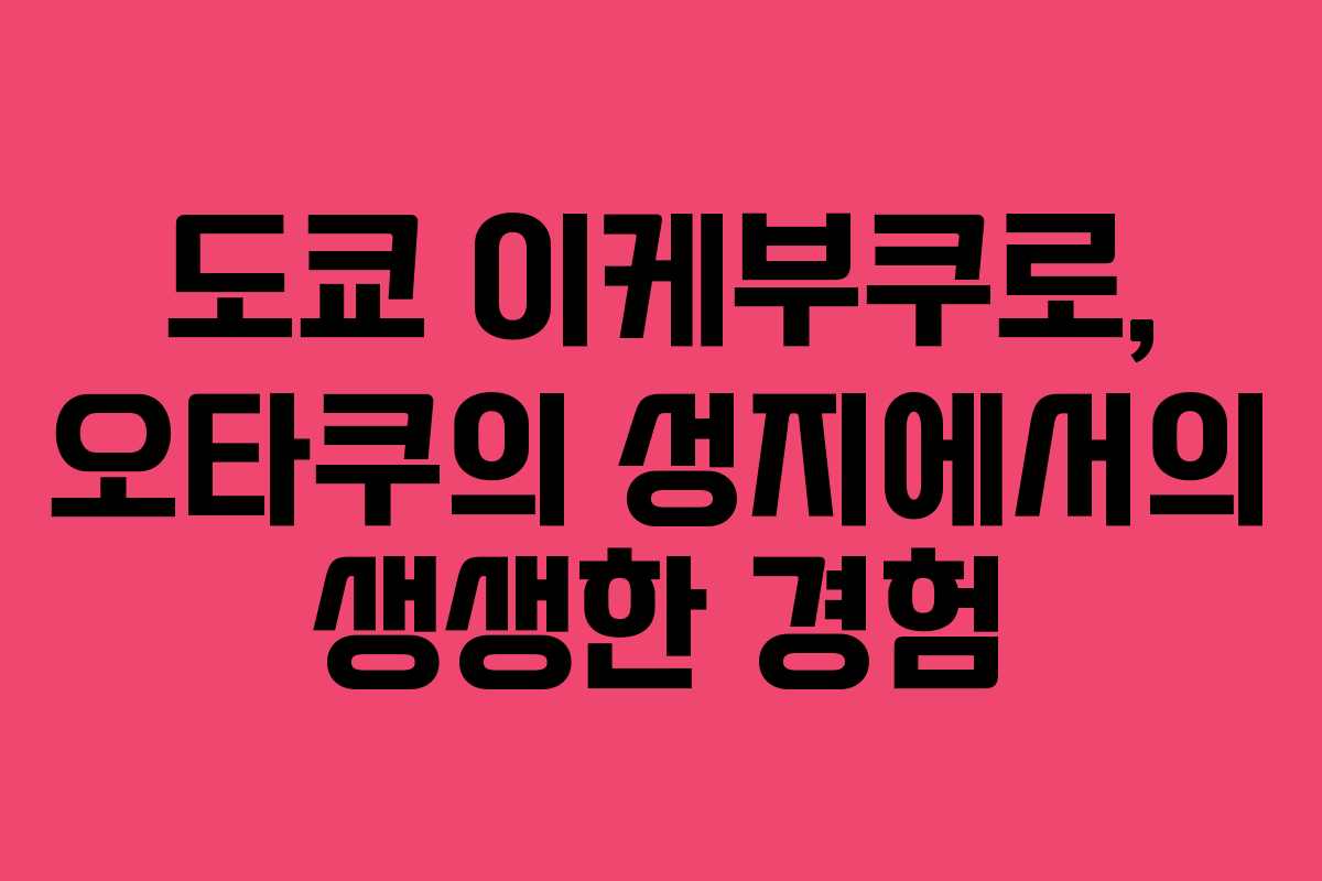 도쿄 이케부쿠로, 오타쿠의 성지에서의 생생한 경험