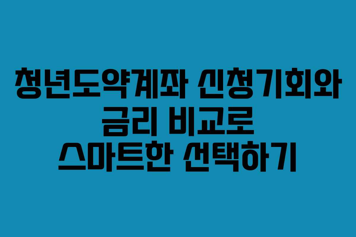 청년도약계좌 신청기회와 금리 비교로 스마트한 선택하기
