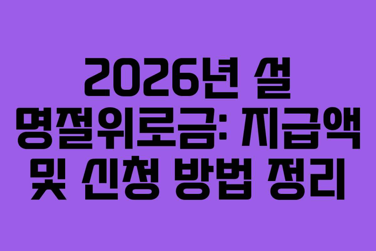 2026년 설 명절위로금: 지급액 및 신청 방법 정리