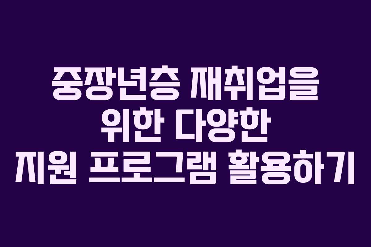 중장년층 재취업을 위한 다양한 지원 프로그램 활용하기