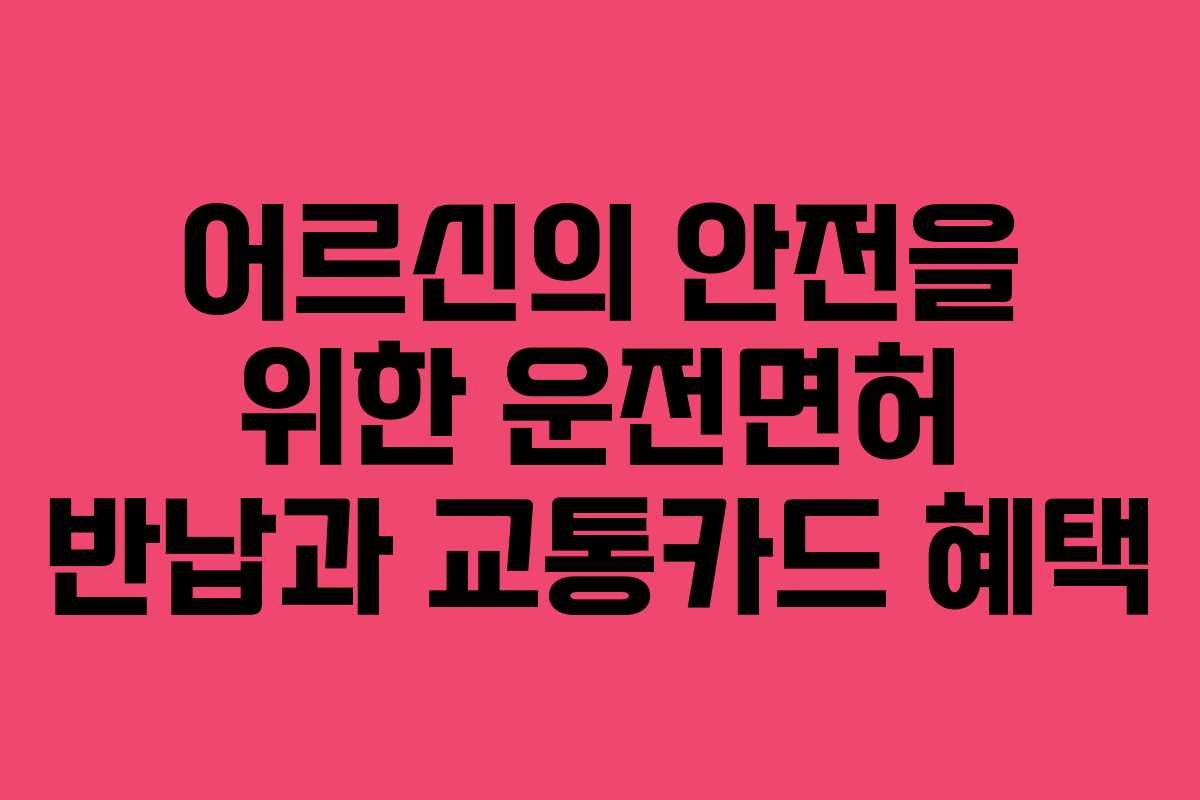 어르신의 안전을 위한 운전면허 반납과 교통카드 혜택