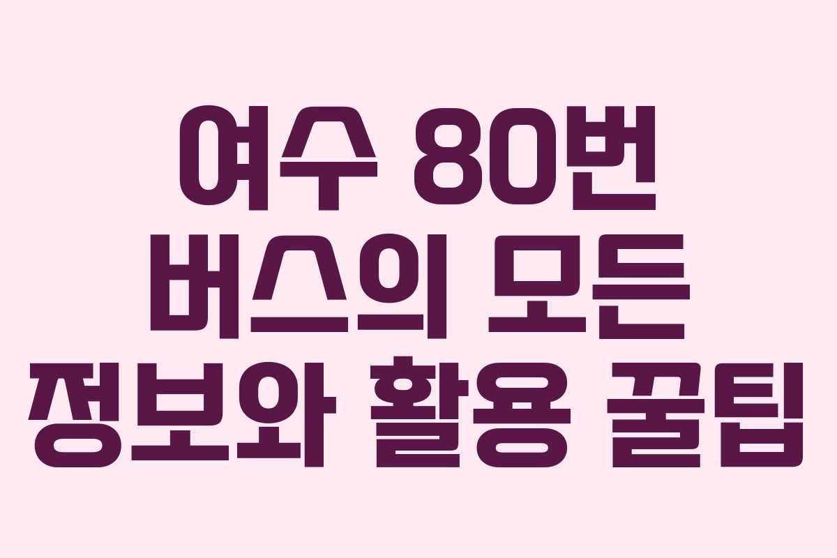 여수 80번 버스의 모든 정보와 활용 꿀팁