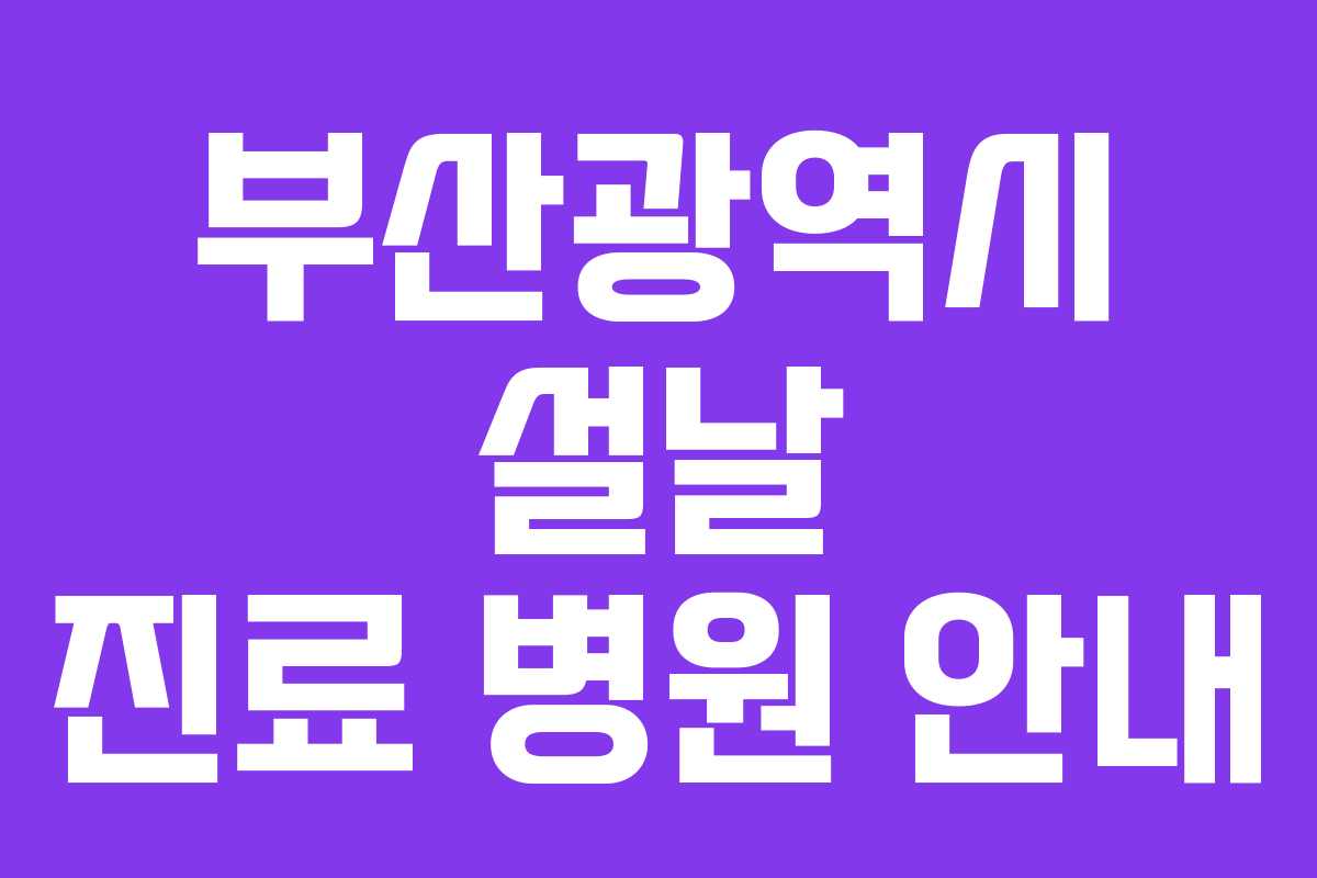 부산광역시 설날 진료 병원 안내