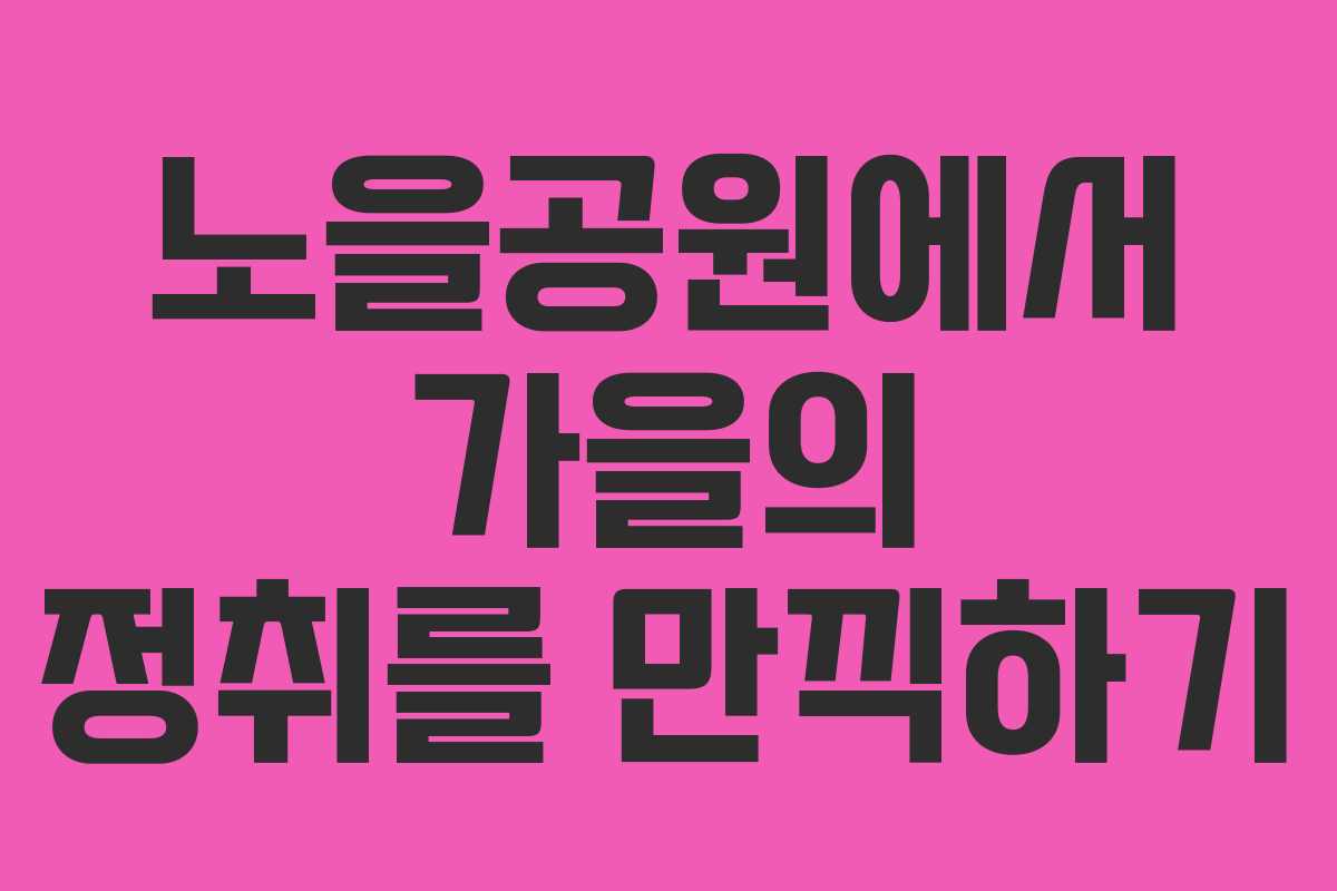노을공원에서 가을의 정취를 만끽하기