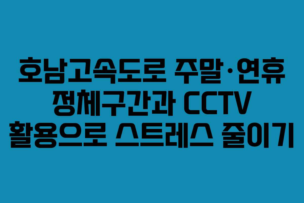 호남고속도로 주말·연휴 정체구간과 CCTV 활용으로 스트레스 줄이기