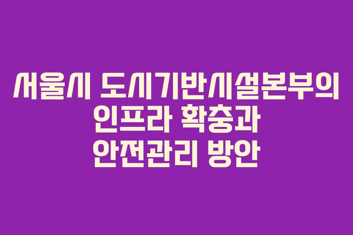 서울시 도시기반시설본부의 인프라 확충과 안전관리 방안