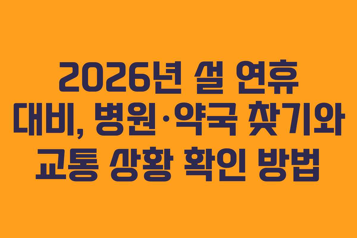 2026년 설 연휴 대비, 병원·약국 찾기와 교통 상황 확인 방법