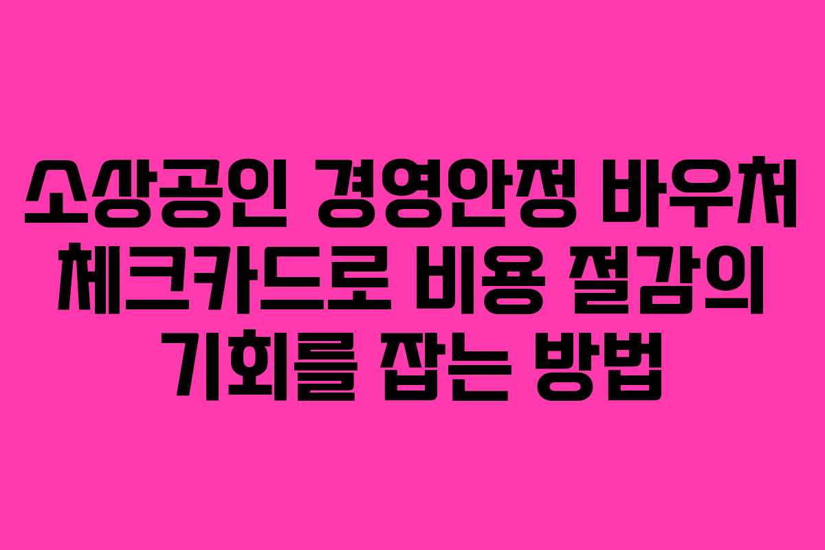 소상공인 경영안정 바우처 체크카드로 비용 절감의 기회를 잡는 방법
