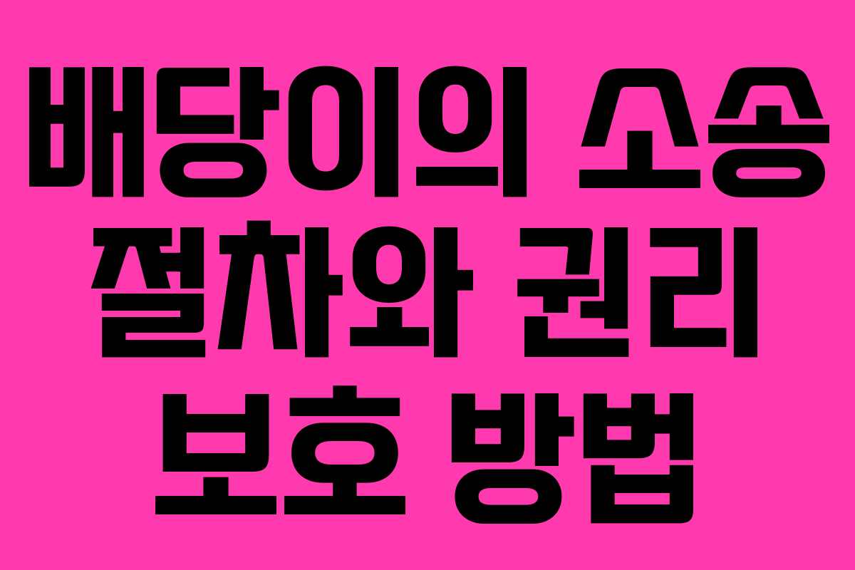 배당이의 소송 절차와 권리 보호 방법