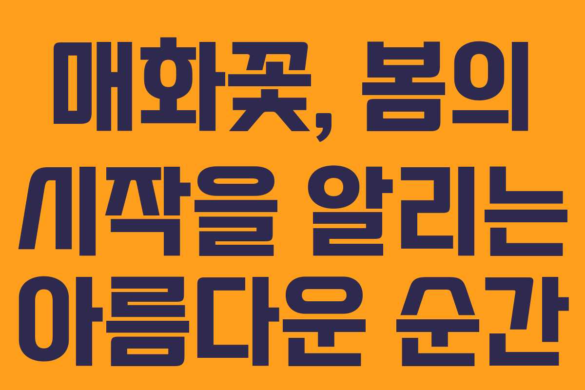 매화꽃, 봄의 시작을 알리는 아름다운 순간