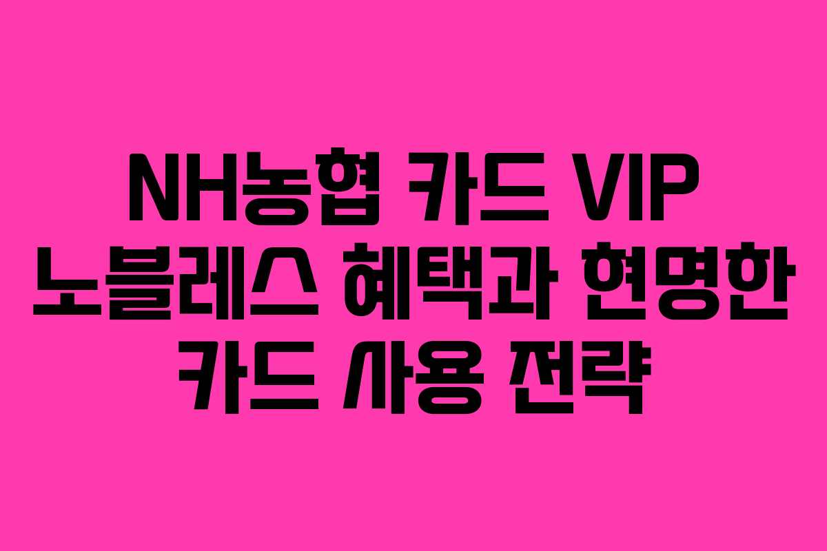 NH농협 카드 VIP 노블레스 혜택과 현명한 카드 사용 전략