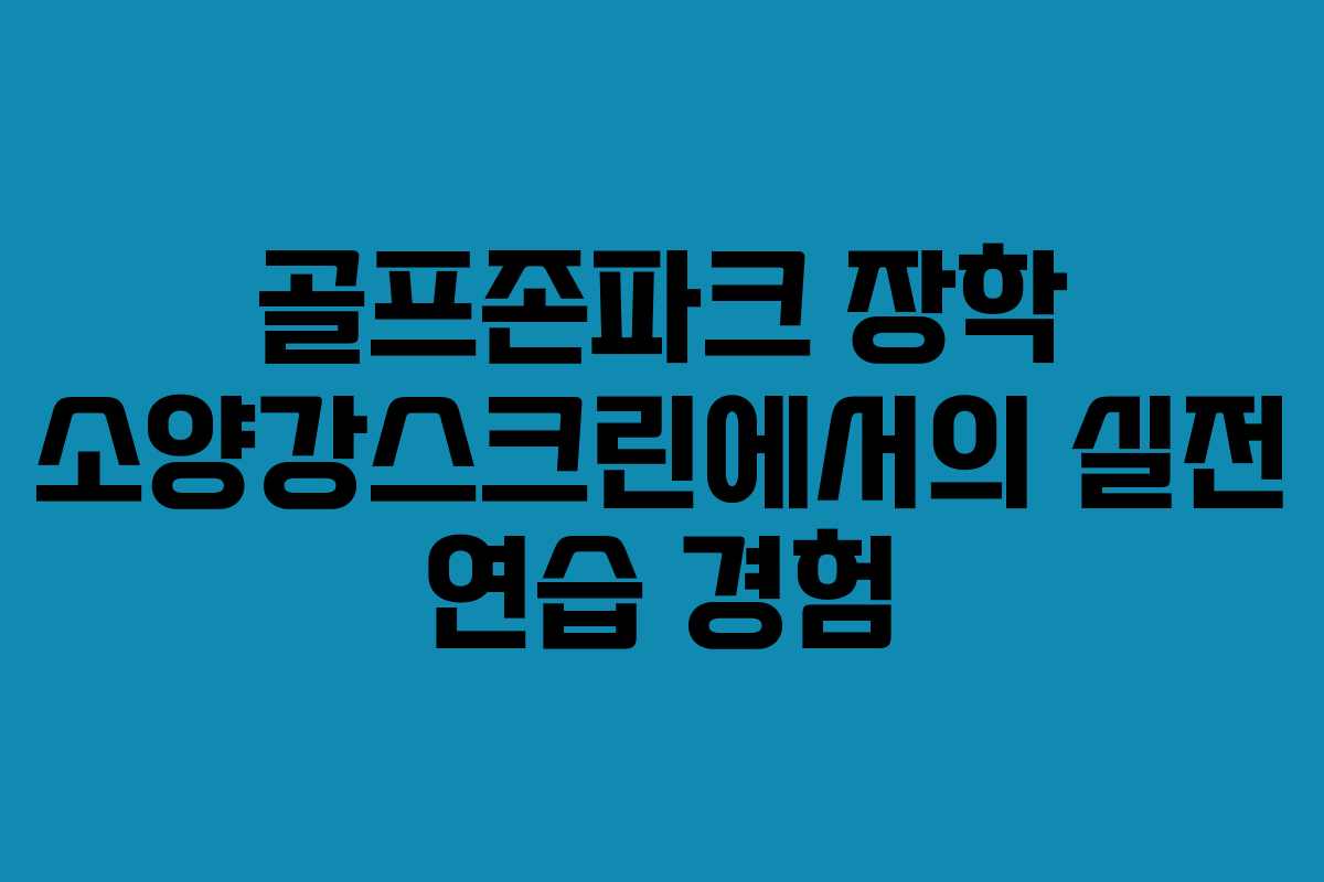 골프존파크 장학 소양강스크린에서의 실전 연습 경험