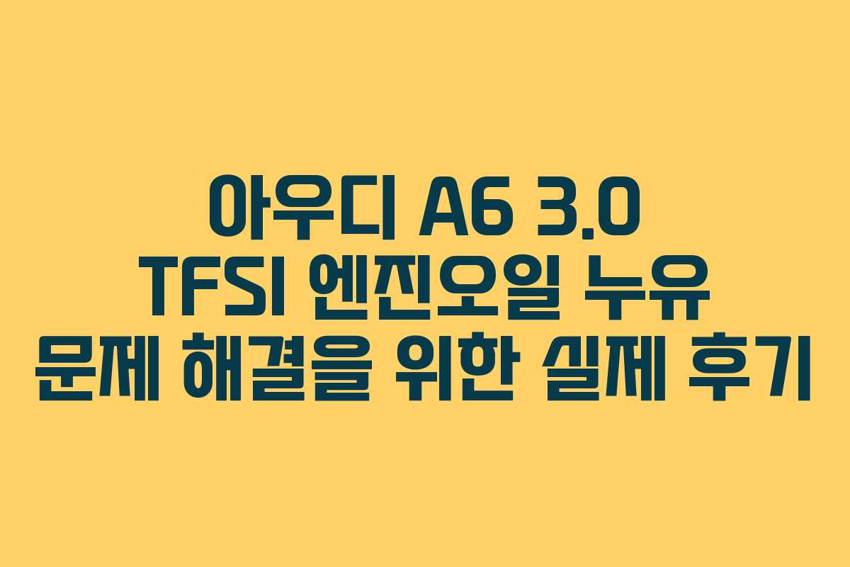 아우디 A6 3.0 TFSI 엔진오일 누유 문제 해결을 위한 실제 후기