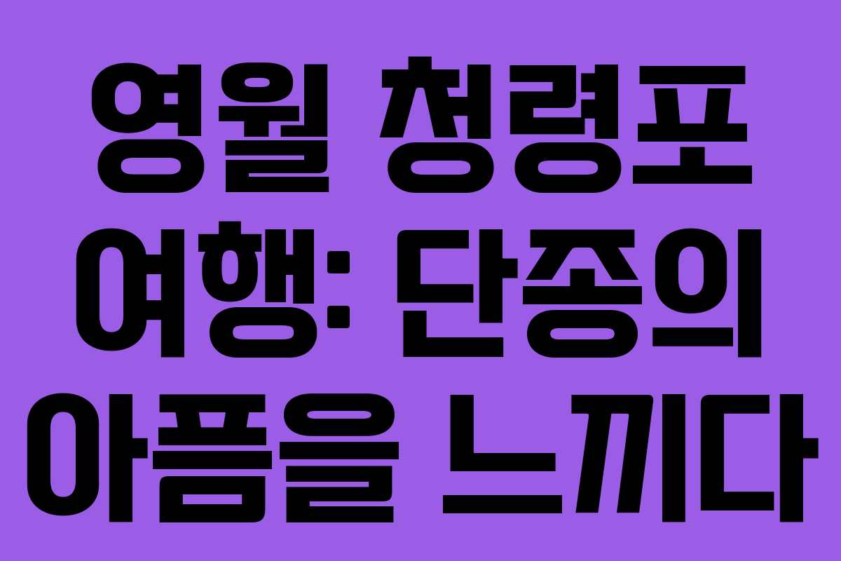 영월 청령포 여행: 단종의 아픔을 느끼다