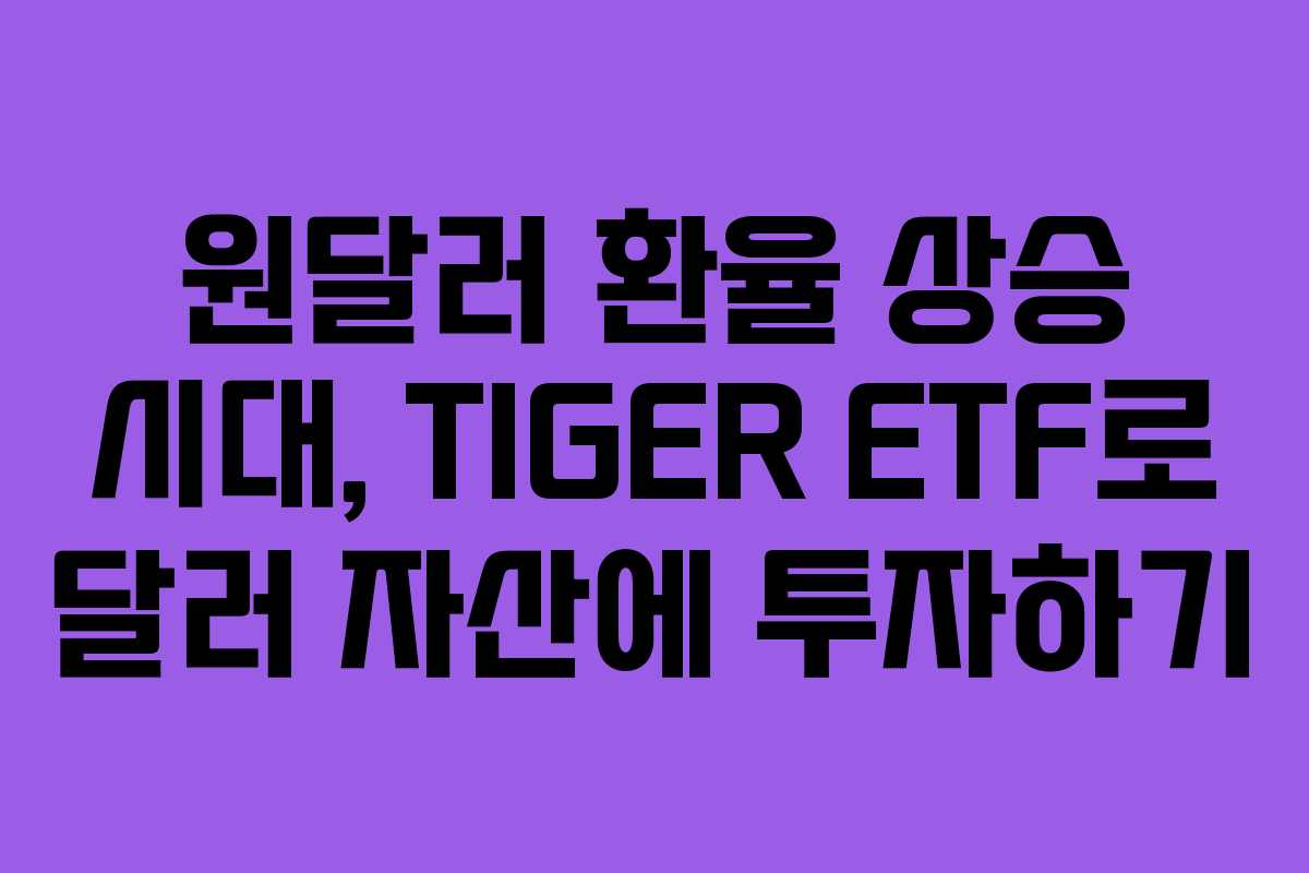 원달러 환율 상승 시대, TIGER ETF로 달러 자산에 투자하기