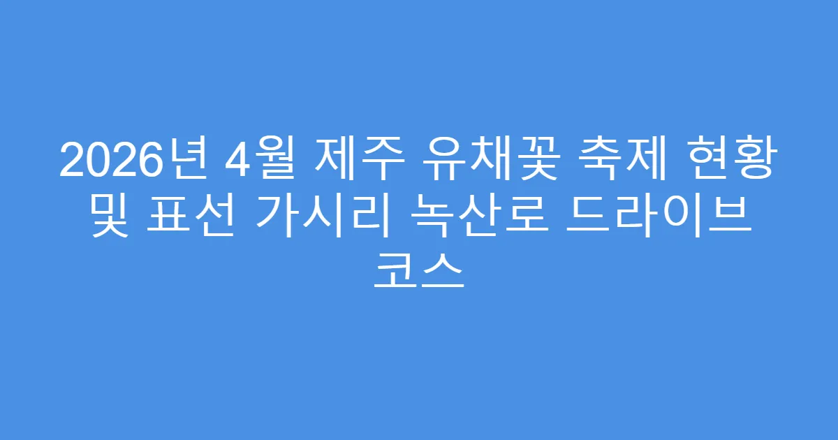 2026년 4월 제주 유채꽃 축제 현황 및 표선 가시리 녹산로 드라이브 코스