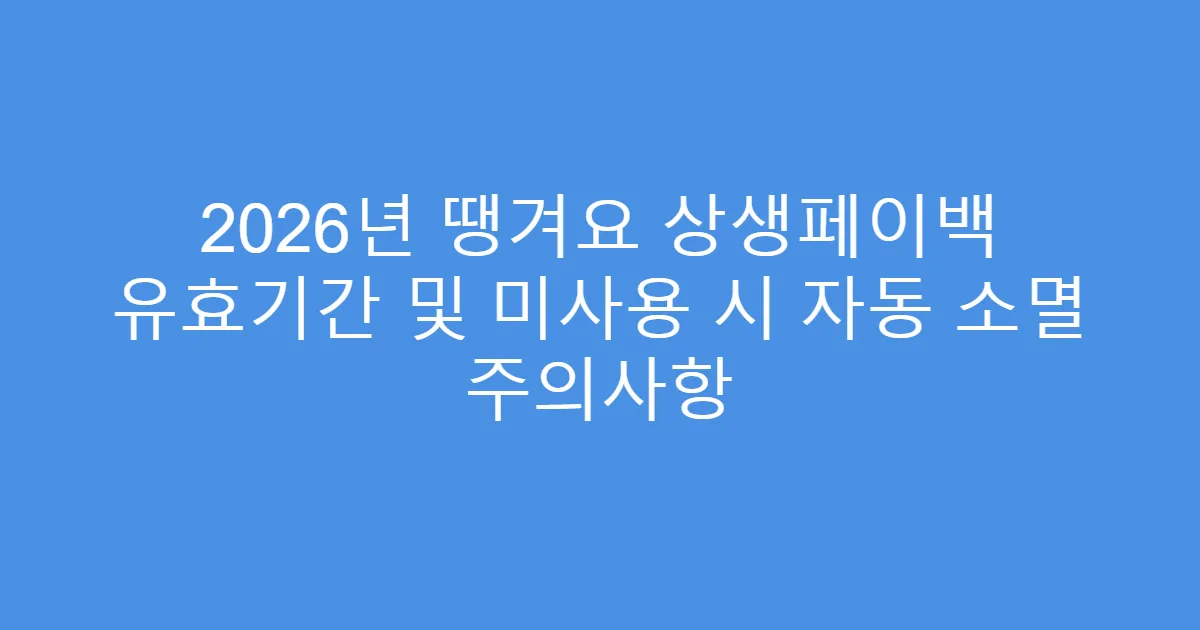 2026년 땡겨요 상생페이백 유효기간 및 미사용 시 자동 소멸 주의사항