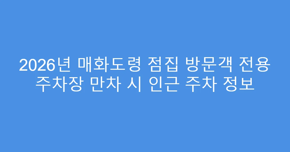 2026년 매화도령 점집 방문객 전용 주차장 만차 시 인근 주차 정보
