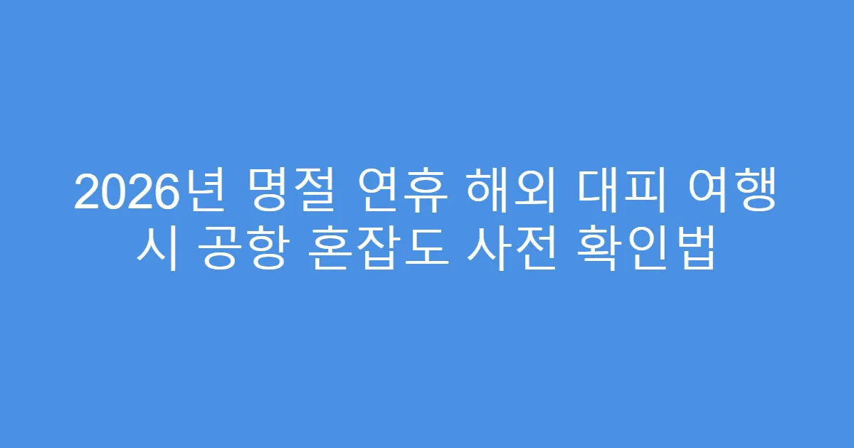 2026년 명절 연휴 해외 대피 여행 시 공항 혼잡도 사전 확인법
