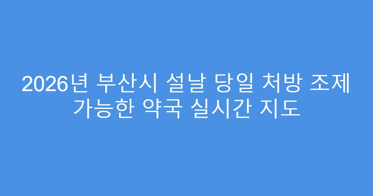 2026년 부산시 설날 당일 처방 조제 가능한 약국 실시간 지도